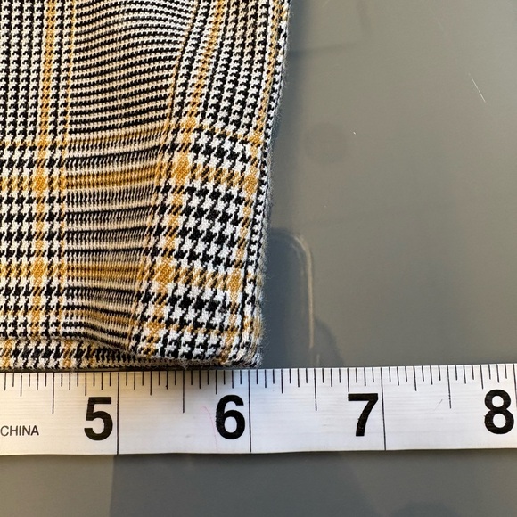 Zara Yellow Black Plaid High Waisted Slim zip fly Medium women's Trousers pants - Picture 12 of 12